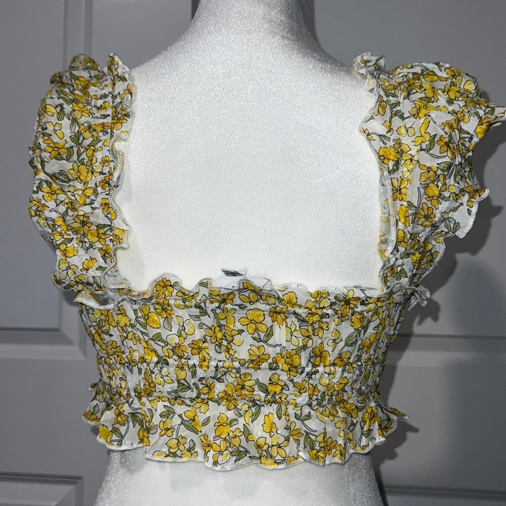 Yellow Flower Crop Top - Picture 2 of 3